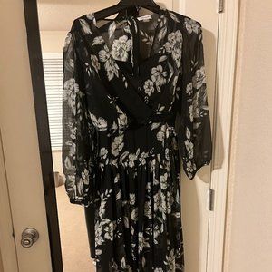 Calvin Klein Floral Tie Waist Midi Dress